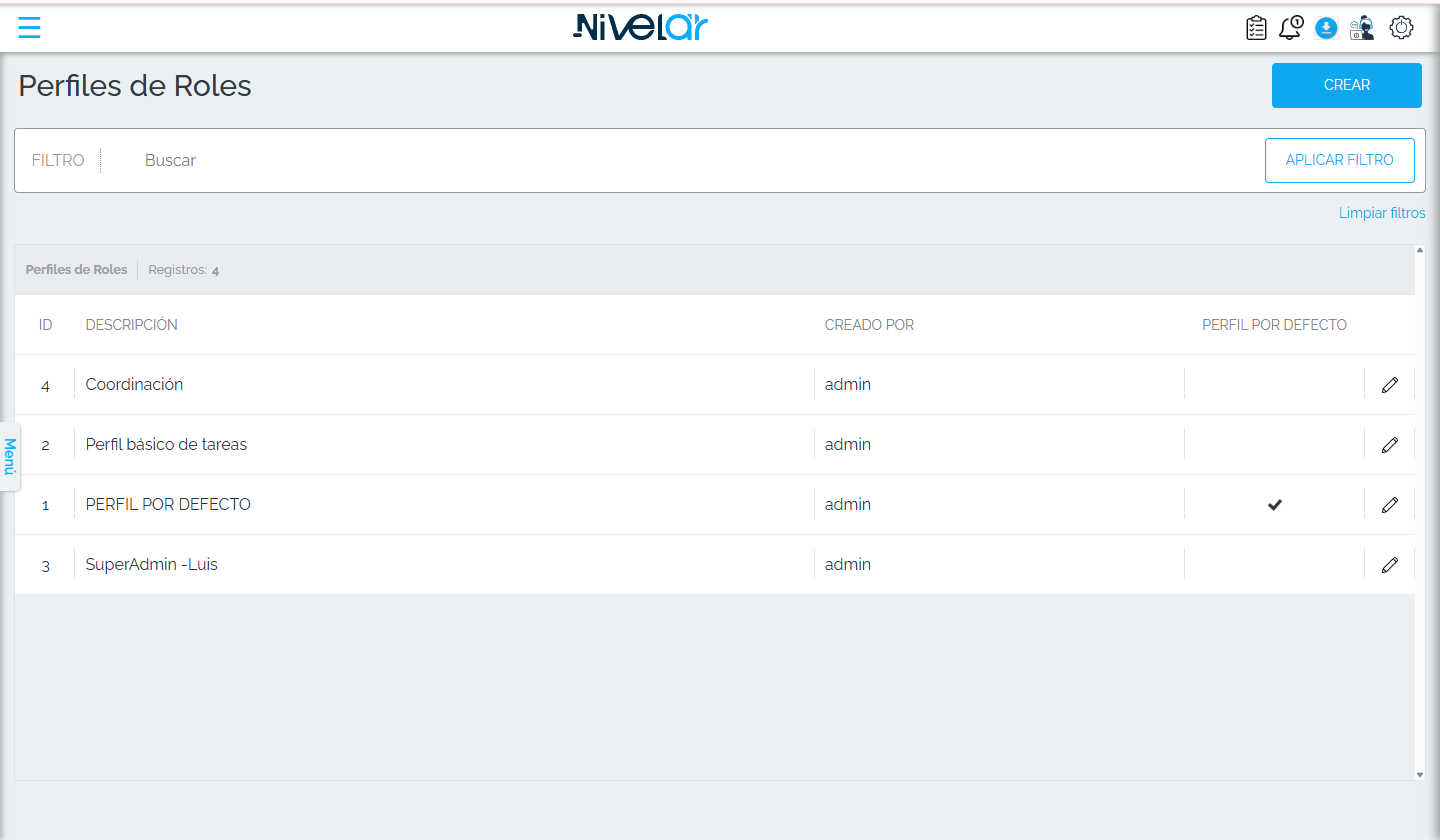 Perfiles de Roles (cuenta demo).