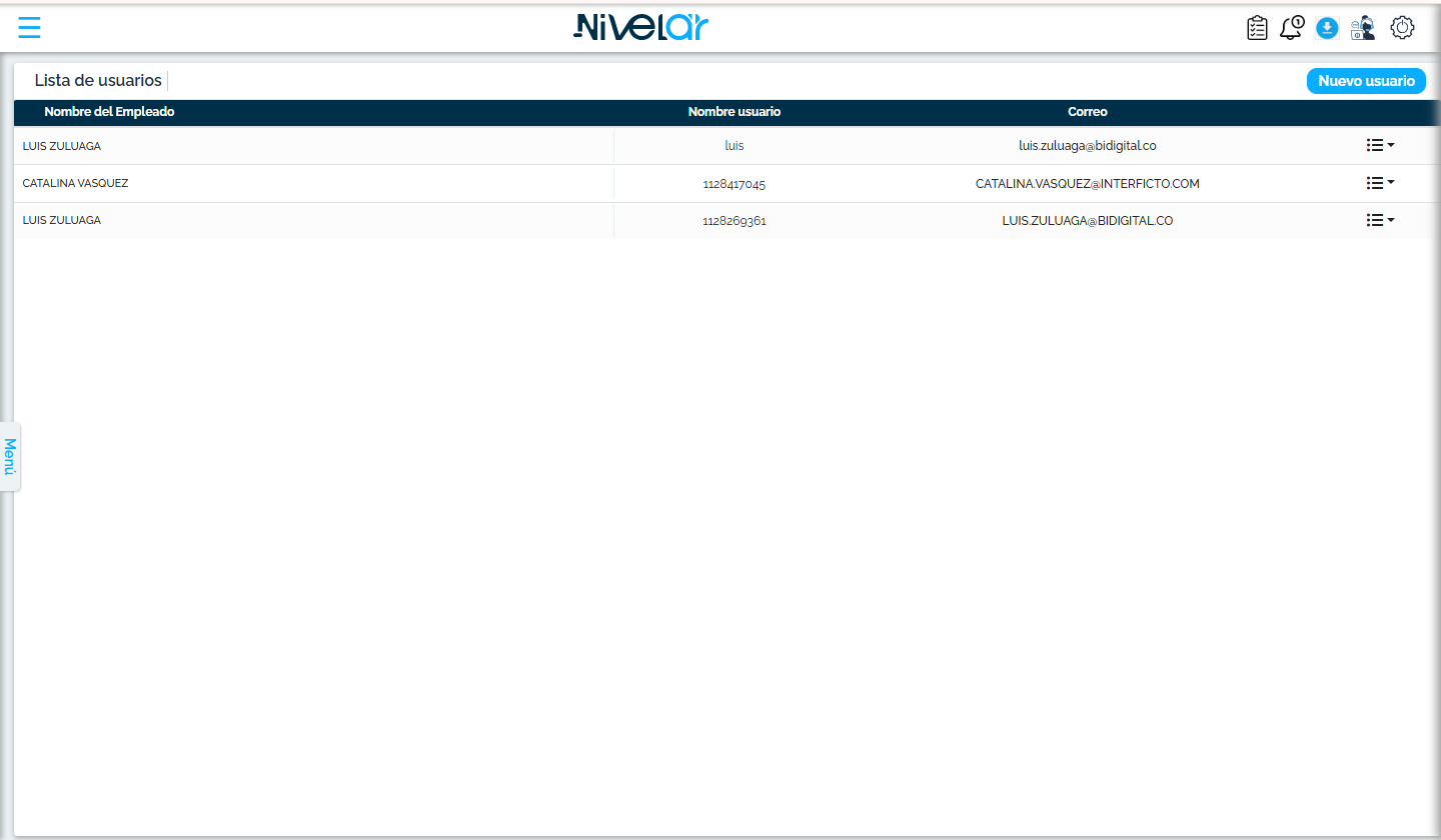 Administrar usuarios — asignar grupos y permisos (cuenta demo).